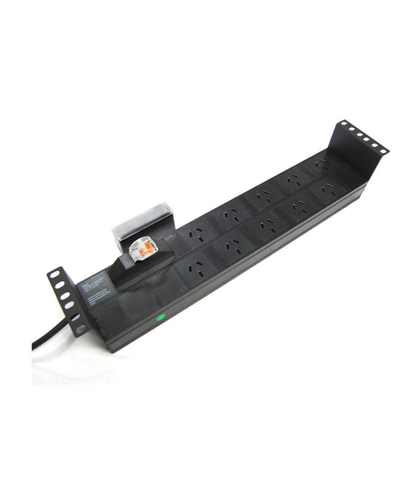 PowerShield Horizontal PDU with 10A Aus Input plug, 10 x ANZ 10Amp outlets, 2U, circuit breaker, efficient power distribution - Leader Electronics