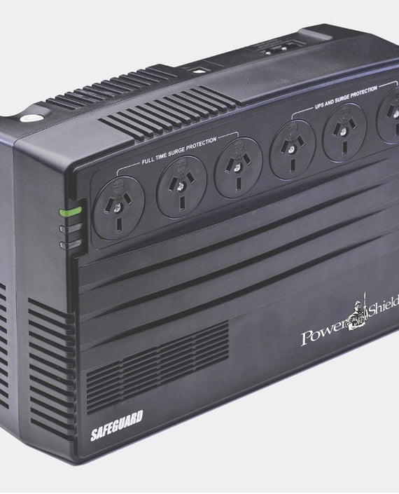 PowerShield SafeGuard 750VA/450W Line Interactive UPS, AVR, surge protection, 6 AUS sockets, wall mountable, 2-year warranty - Leader Electronics