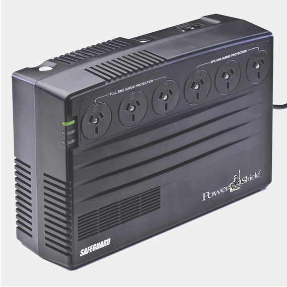 PowerShield SafeGuard 750VA/450W Line Interactive UPS, AVR, surge protection, 6 AUS sockets, wall mountable, 2-year warranty - Leader Electronics