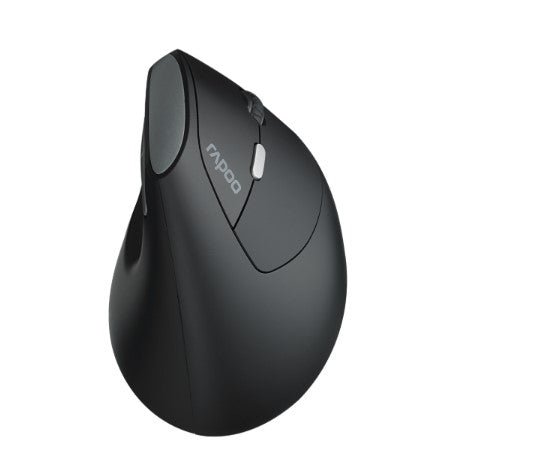 RAPOO EV250 Ergonomic Vertical Wireless Mouse 6 Buttons 800/1200/1600 DPI Optical Silent Click Mice - Black (Renamed from MV20) - Leader Electronics