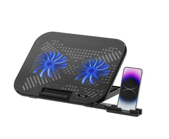 Rapoo Laptop Cooling Pad CF200, 2 High-Efficiency Cooling Fans, 6 Adjustable Angles, Multi-Functional & Versatile - Leader Electronics