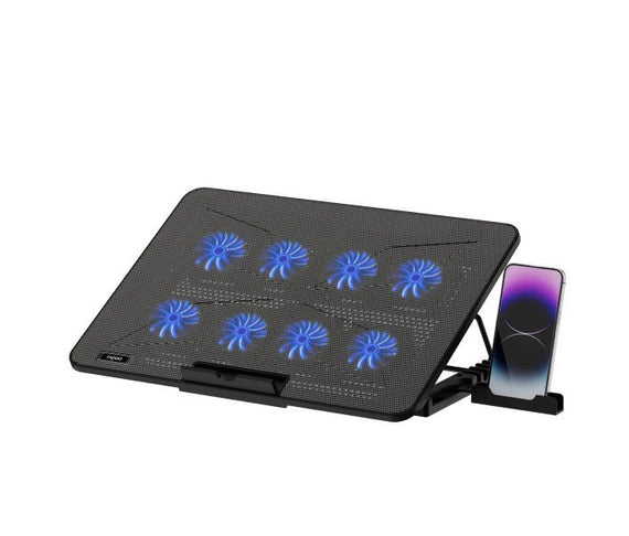 Rapoo Laptop Cooling Pad CF300, 8 High-Efficiency Cooling Fans , 7 Adjustable Angles, Multi-Functional & Versatile - Leader Electronics