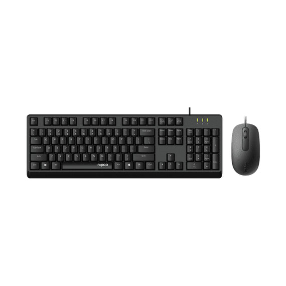 RAPOO X130pro - Wired Keyboard and Mice Combo Black with Spill Resistant / 1000dpi Optical Business and Office choice. Full Size with Numpad. - Leader Electronics
