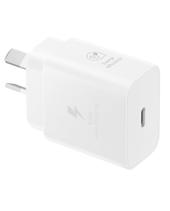 Samsung 25W GaN USB-C Fast Wall Charger - White(EP-T2510NWEGAU), 1x USB-C, Supports up to 25W, Compact & Travel-Ready, 1 Year Warranty - Leader Electronics