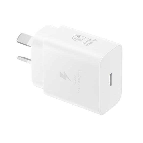 Samsung 25W GaN USB-C Fast Wall Charger - White(EP-T2510NWEGAU), 1x USB-C, Supports up to 25W, Compact & Travel-Ready, 1 Year Warranty - Leader Electronics