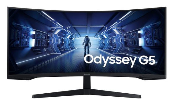 Samsung 34' Odyssey G55T WQHD Curved 3440x1440 21:9 1000R 165Hz 1ms 250 cd/㎡ FreeSync VA DP HDMI Headphone Tilt VESA Gaming Monitor Black 3YR - Leader Electronics