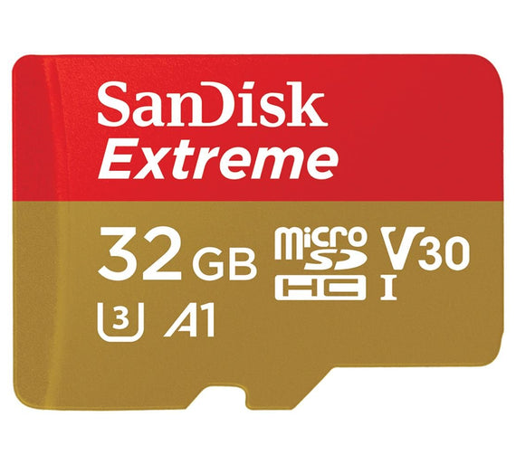 SanDisk Extreme 32GB microSD SDHC V30 U3 C10 A1 UHS-1 100MB/s R 60MB/s W 4x6 SD Adaptor Android Smartphone Action Camera Drones >16GB - Leader Electronics