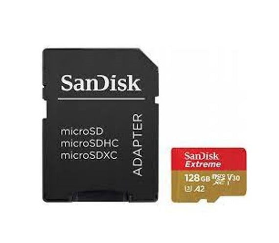 SanDisk Extreme microSDXC, SQXAA 128GB, V30, U3, C10, A2, UHS-I, 190MB/s R, 90MB/s W, 4x6, SD adaptor, Lifetime Limited, Action Cam - Leader Electronics