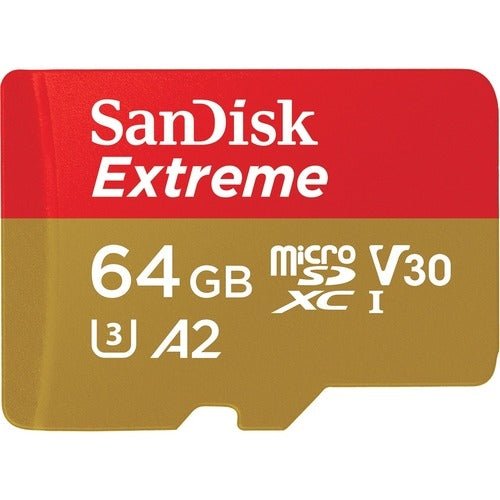 SanDisk Extreme microSDXC, SQXAH 64GB, V30, U3, C10, A2, UHS-I, 170MB/s R, 80MB/s W, 4x6, SD adaptor, Lifetime Limited, Action Cam/Drone SKU - Leader Electronics