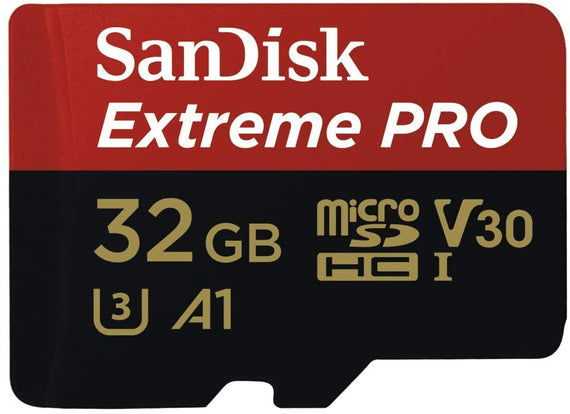 SanDisk Extreme Pro 32GB microSD SDHC SQXCG 100MB/s 90MB/s V30 U3 C10 UHS-1 4K UHD Shock temperature water & X-ray proof with SD Adaptor >16GB - Leader Electronics