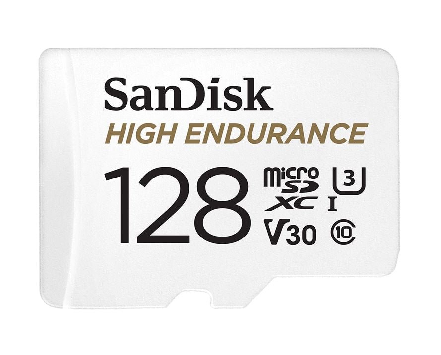 SanDisk High Endurance 128GB microSD 100MB/s 40MB/s 10K hrs 4K UHD C10 U3 V30 -40°C to 85°C Heat Freeze Shock Temperature Water X-ray Proof SD Adapter - Leader Electronics