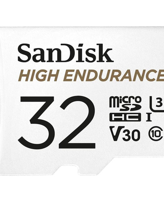 SanDisk High Endurance 32GB microSD 100MB/s 40MB/s 2.5K hrs 4K UHD C10 U3 V30 -40°C to 85°C Heat Freeze Shock Temp Water X-ray Proof SD Adapter >16GB - Leader Electronics