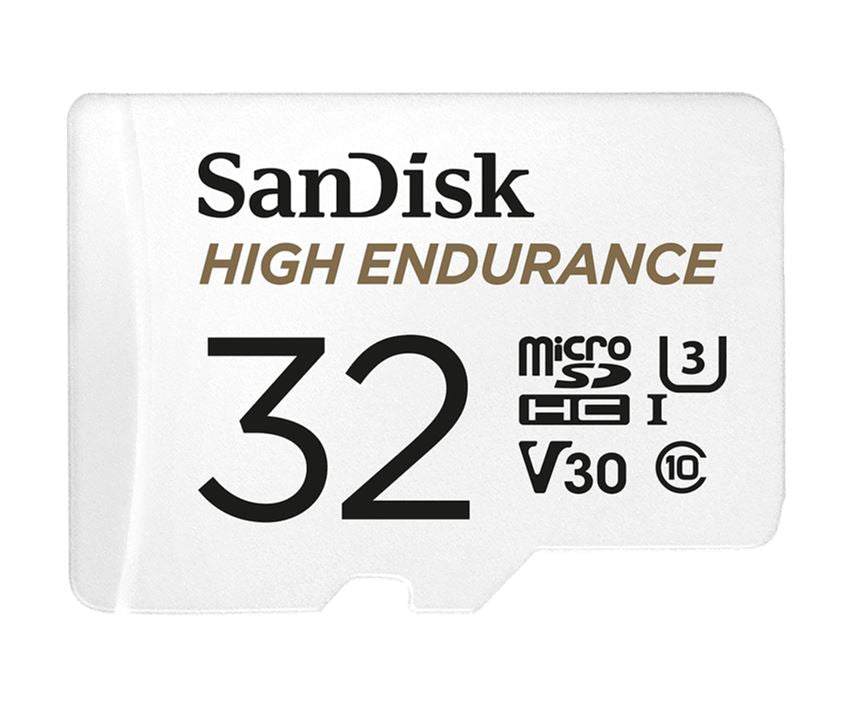 SanDisk High Endurance 32GB microSD 100MB/s 40MB/s 2.5K hrs 4K UHD C10 U3 V30 -40°C to 85°C Heat Freeze Shock Temp Water X-ray Proof SD Adapter >16GB - Leader Electronics