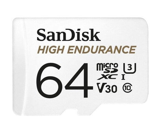 SanDisk High Endurance 64GB microSD 100MB/s 40MB/s 5K hrs 4K UHD C10 U3 V30 -40°C to 85°C Heat Freeze Shock Temperature Water X-ray Proof SD Adapter - Leader Electronics