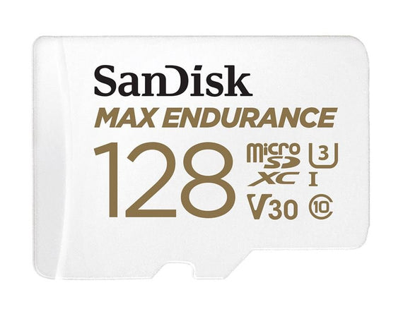 SanDisk Max Endurance 128GB microSD 100MB/s 40MB/s 20K hrs 4K UHD C10 U3 V30 -40°C to 85°C Heat Freeze Shock Temperature Water X-ray Proof SD Adapter - Leader Electronics