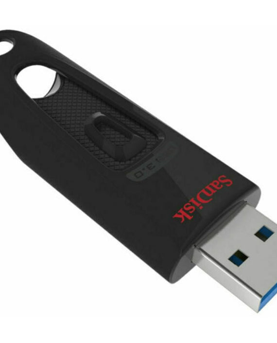 SanDisk Ultra 32GB USB3.0 Flash Drive ~130MB/s Memory Stick Thumb Key Lightweight SecureAccess Password-Protected Retail 5yr BLACK - Leader Electronics