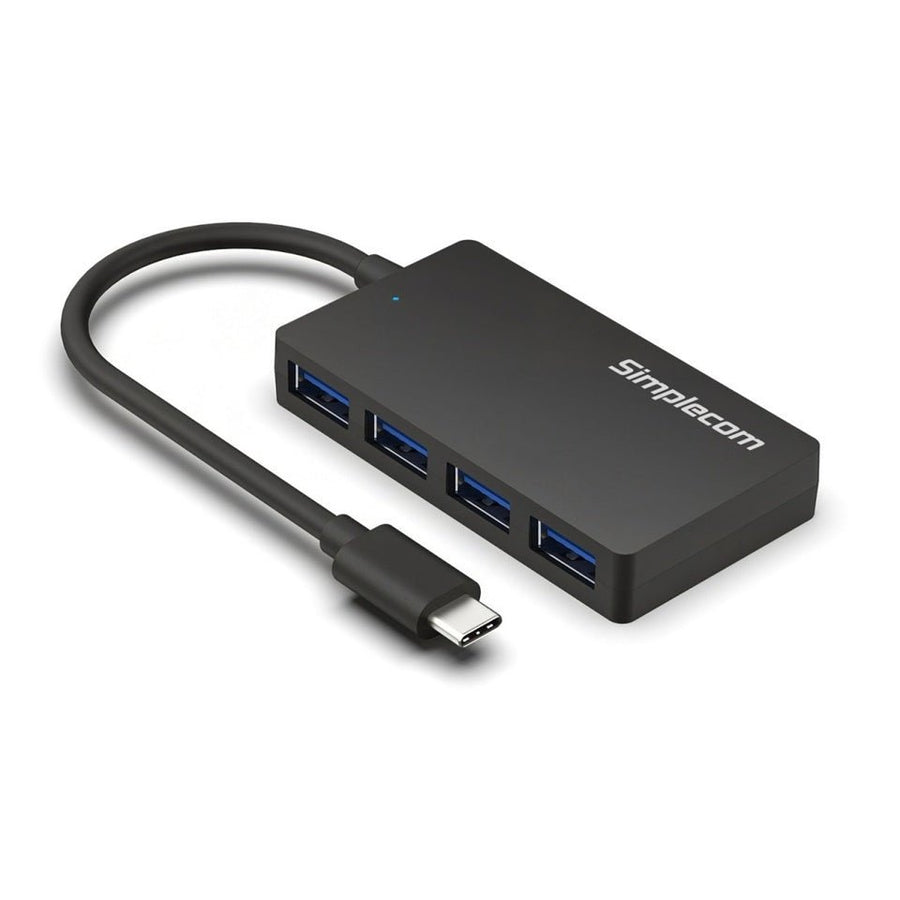 Simplecom CH350 SuperSpeed USB-C to 4xtUSB-A Hub USB 3.2 Gen1, 5Gbps, plug & play, bus-powered, ABS, 76×41×11mm, 35g, 15cm cable, Win/macOS compatibe - Leader Electronics