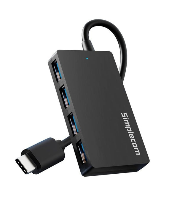 Simplecom CH352 USB-A to 4xPort SuperSpeed USB 3.2 Gen1, 5Gbps, plug & play, bus-powered, ABS, 76×41×11mm, 35g, 15cm cable, Win/macOS/Linux compatible - Leader Electronics