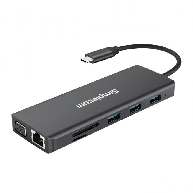 Simplecom CHN612 USB-C 12-in-1 Multiport Docking Station Dual HDMI + VGA Triple Display Gigabit LAN - Leader Electronics