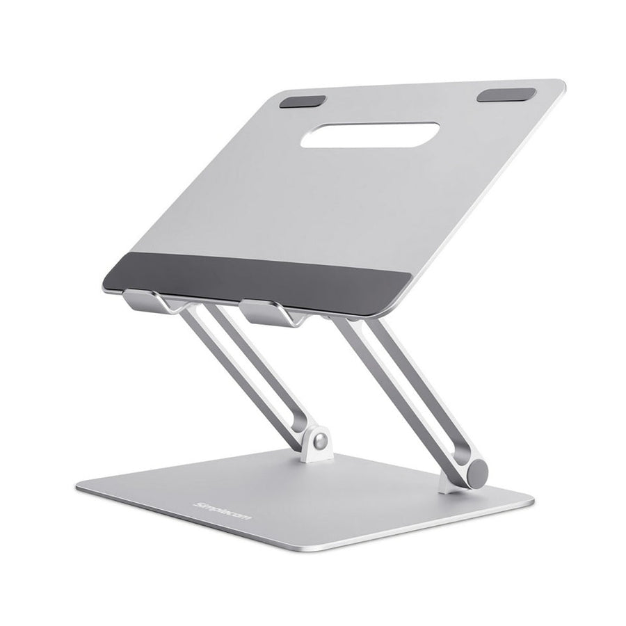 Simplecom CL520 Adjustable Aluminium Ergonomic Riser Stand for Laptop MacBook, Adj 15cm, Tilt, 10'-17', 4kg, 0.9kg, Airflow, Anti-slip, Silver. - Leader Electronics