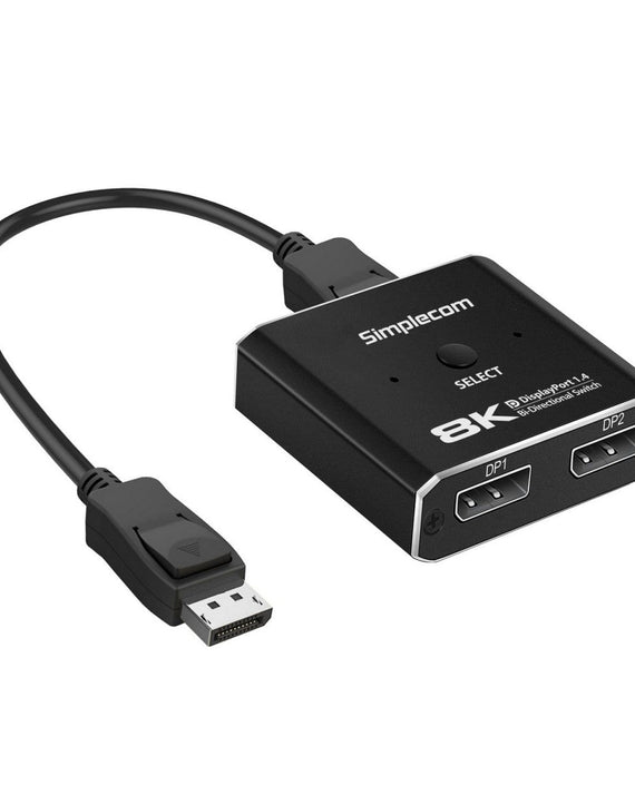 Simplecom CM202 Bi-Directional 2 Way DisplayPort Switch Selector DP 1.4 8K - Leader Electronics