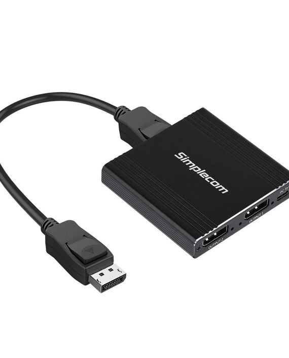 Simplecom CM214 DisplayPort Splitter 1 IN 2 OUT MST Hub for Dual Extended Screens 4K DP 1.4 - Leader Electronics