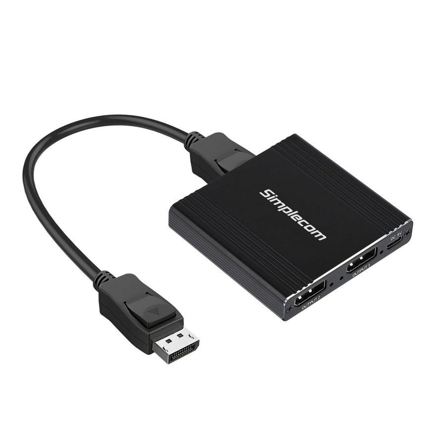 Simplecom CM214 DisplayPort Splitter 1 IN 2 OUT MST Hub for Dual Extended Screens 4K DP 1.4 - Leader Electronics