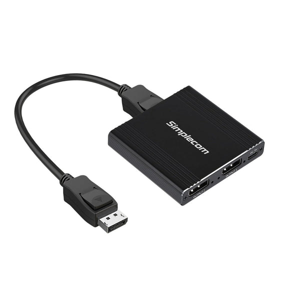 Simplecom CM214 DisplayPort Splitter 1 IN 2 OUT MST Hub for Dual Extended Screens 4K DP 1.4 - Leader Electronics