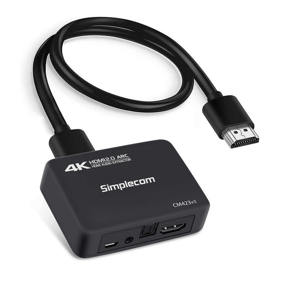 Simplecom CM423v3 HDMI 2.0 Audio Extractor Optical SPDIF + 3.5mm Stereo with ARC 4K@60Hz - Leader Electronics