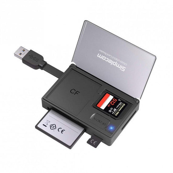 Simplecom CR309 3-Slot SuperSpeed USB 3.0 Card Reader with Card Storage Case - Leader Electronics