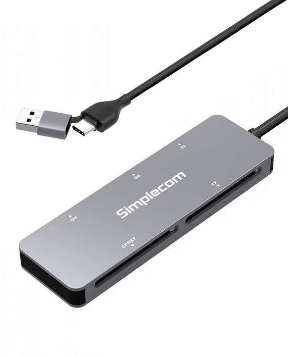 Simplecom CR407 5-Slot SuperSpeed USB 3.0 and USB-C to CFast/CF/XD/SD/MicroSD Card Reader - Leader Electronics