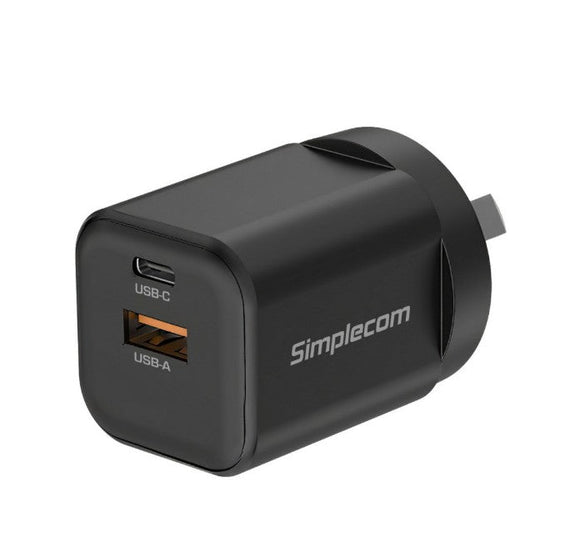 Simplecom CU235 Dual Port PD 35W Fast Wall Charger USB-C + USB-A for Phone Tablet - Leader Electronics