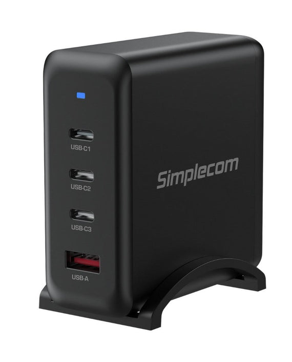 Simplecom CU400 4-Port PD 100W GaN Fast Charger 3xUSB-C + USB-A for Phone Tablet Laptop - Leader Electronics