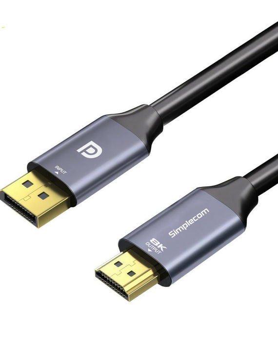 Simplecom DA218 Active DisplayPort 1.4 to HDMI 2.1 Cable 1.8M HDR 8K@60Hz - Leader Electronics