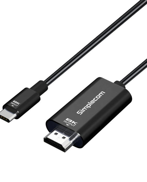 Simplecom DA324 USB-C to HDMI 2.1 Cable 2M, 8K@60Hz, DP1.4 Alt, HDCP1.4/2.3, HDR10, DSC1.1/1.2a, Audio LPCM/AC3/DTS/DTS-HD/Dolby MAT - Leader Electronics