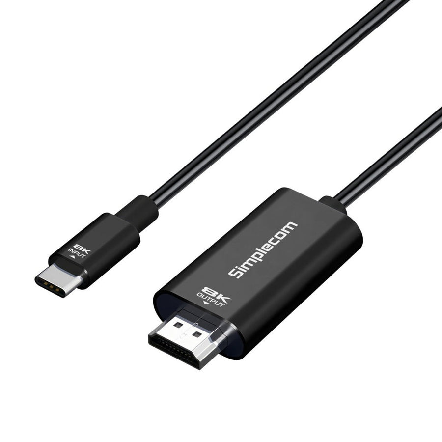 Simplecom DA324 USB-C to HDMI 2.1 Cable 2M, 8K@60Hz, DP1.4 Alt, HDCP1.4/2.3, HDR10, DSC1.1/1.2a, Audio LPCM/AC3/DTS/DTS-HD/Dolby MAT - Leader Electronics