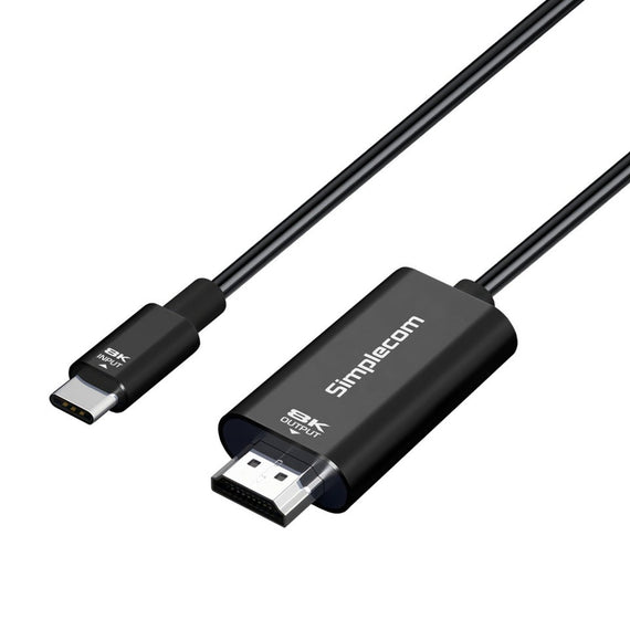 Simplecom DA324 USB-C to HDMI 2.1 Cable 2M, 8K@60Hz, DP1.4 Alt, HDCP1.4/2.3, HDR10, DSC1.1/1.2a, Audio LPCM/AC3/DTS/DTS-HD/Dolby MAT - Leader Electronics