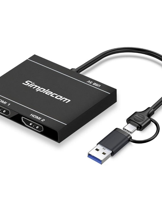 Simplecom DA327 USB 3.0 or USB-C to Dual HDMI Display Adapter for 2x 1080p Extended Screens - Leader Electronics