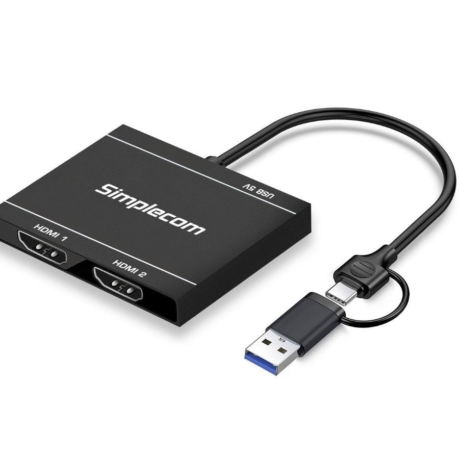 Simplecom DA327 USB 3.0 or USB-C to Dual HDMI Display Adapter for 2x 1080p Extended Screens - Leader Electronics