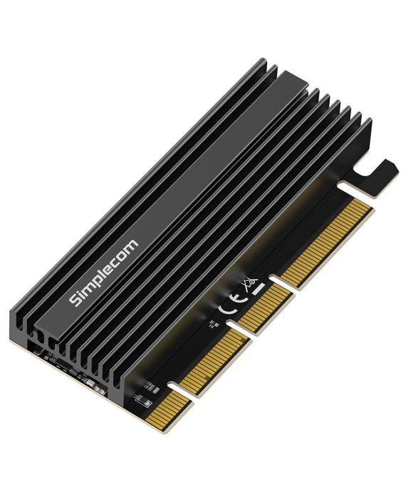 Simplecom EC415B NVMe M.2 SSD to PCIe x4 x8 x16 Expansion Card with Aluminium Heat Sink Black - Leader Electronics
