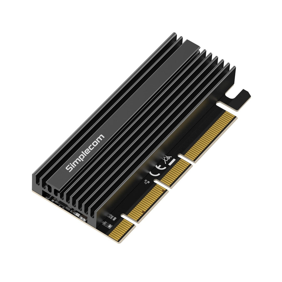 Simplecom EC415B NVMe M.2 SSD to PCIe x4 x8 x16 Expansion Card with Aluminium Heat Sink Black - Leader Electronics