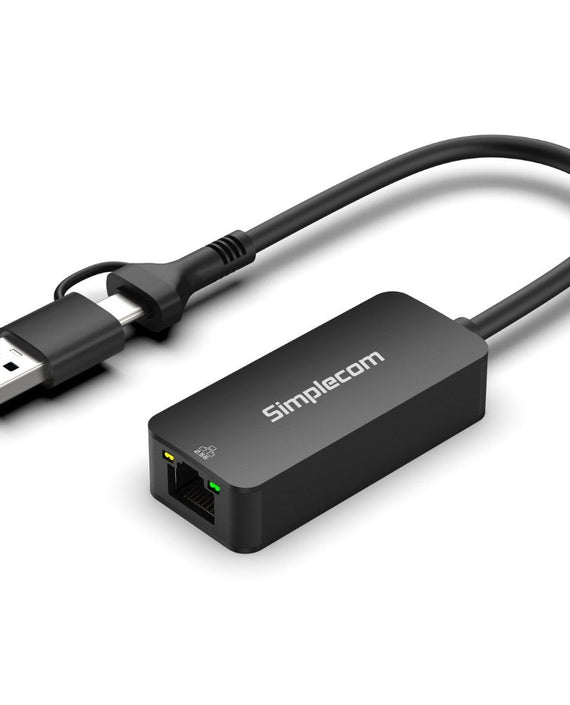 Simplecom NU405C SuperSpeed USB-C and USB-A to 2.5G Ethernet Network Adapter 2.5Gbps LAN - Leader Electronics