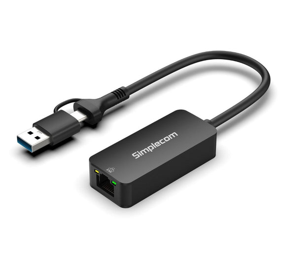Simplecom NU405C SuperSpeed USB-C and USB-A to 2.5G Ethernet Network Adapter 2.5Gbps LAN - Leader Electronics