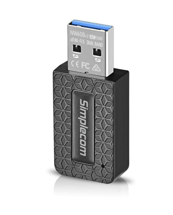 Simplecom NW608v2 WiFi 5 AC1300 Dual-Band USB 3.0 Wireless Adapter - Leader Electronics
