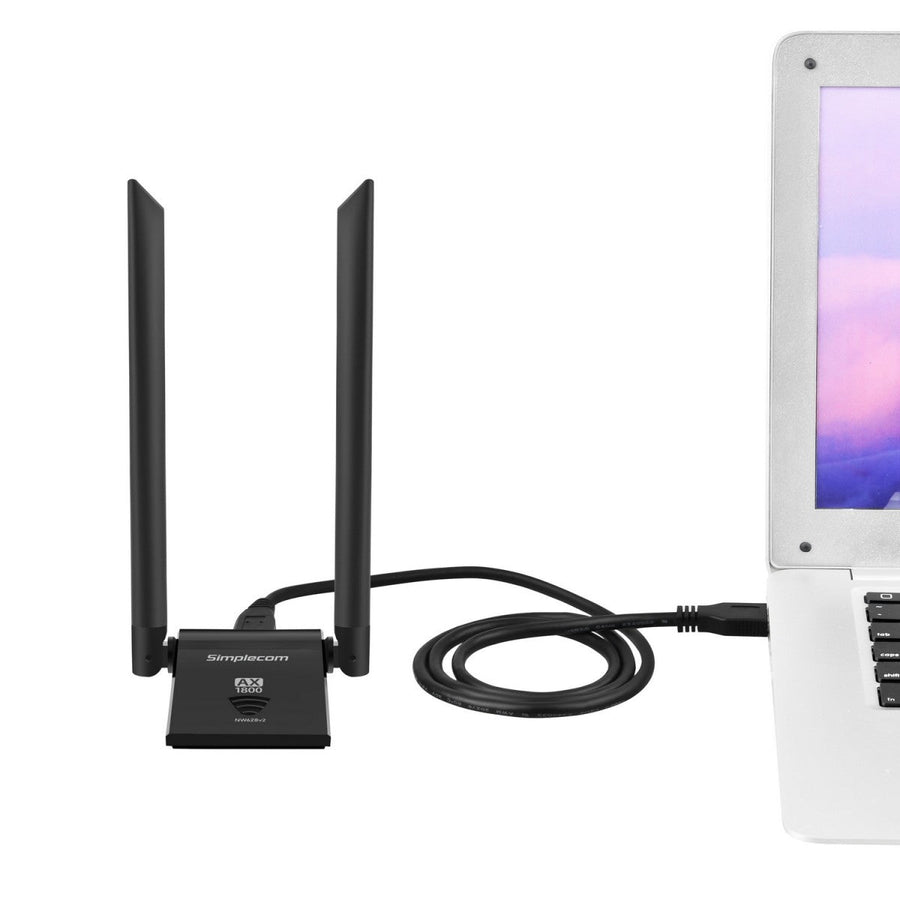 Simplecom NW628v2 AX1800 Dual Band WiFi 6 USB Adapter with 2x 5dBi High Gain Antennas - Leader Electronics