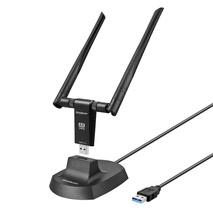 Simplecom NW811v3 AX5400 Tri-Band WiFi 6E USB Adapter with 2x 5dBi High Gain Antennas - Leader Electronics