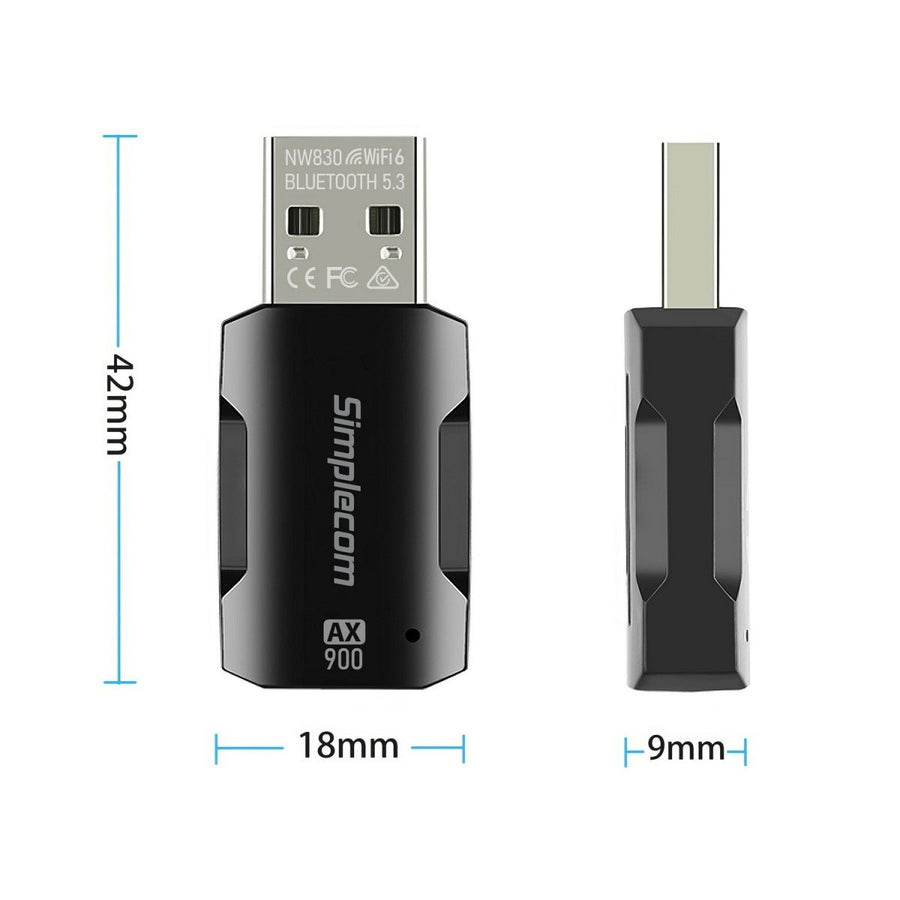 Simplecom NW830 Wi-Fi 6 and Bluetooth 5.3 Combo USB Adapter Dual Band AX900 - Leader Electronics