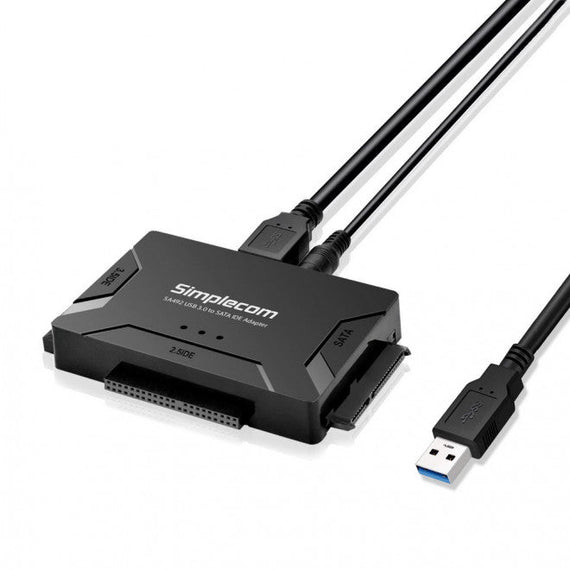 Simplecom SA492 USB 3.0 to 2.5', 3.5', 5.25' SATA IDE Adapter with Power Supply - Leader Electronics