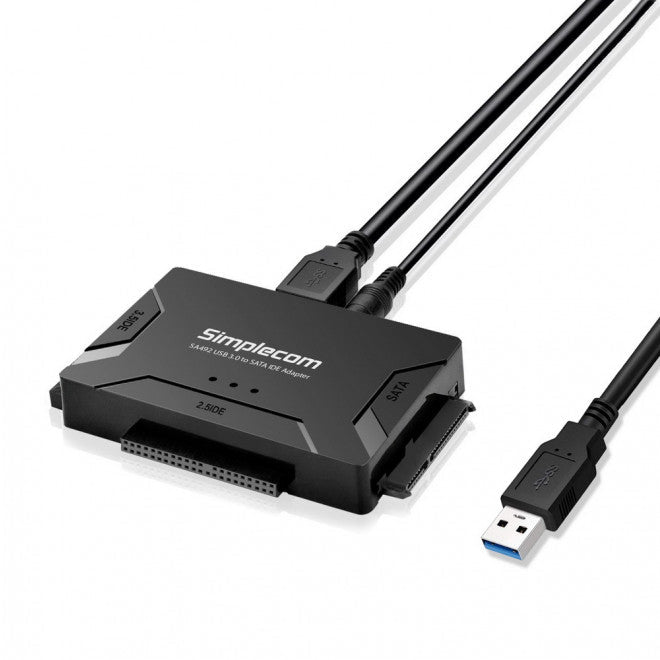Simplecom SA492 USB 3.0 to 2.5', 3.5', 5.25' SATA IDE Adapter with Power Supply - Leader Electronics