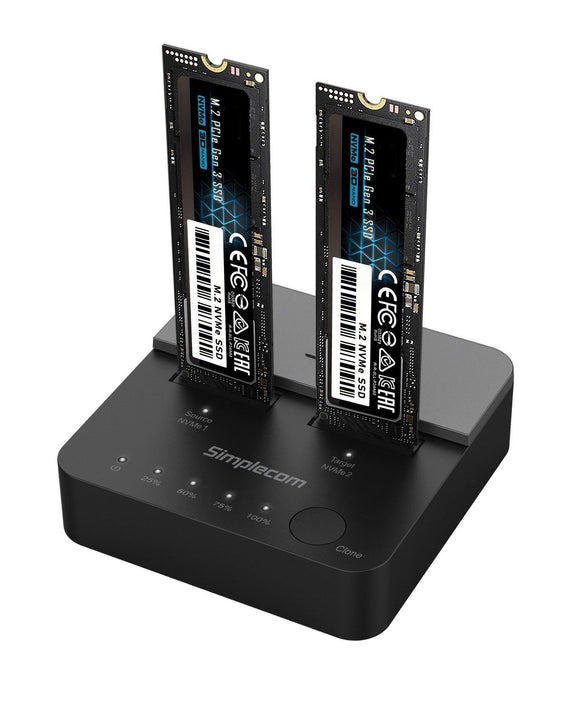 Simplecom SD550v2 USB 3.2 Gen2x2 to Dual Bay NVMe M.2 SSD Docking Station Duplicator Offline Clone - Leader Electronics